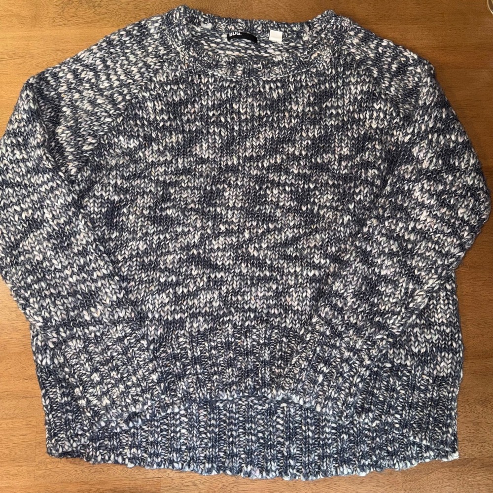 BDG Urban Outfitters Marled Chunky Knit Sweater Blue White High Low Medium